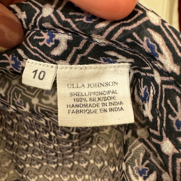 Ulla Johnson Top Blue Print 100% Silk Size 10 - Picture 4 of 5